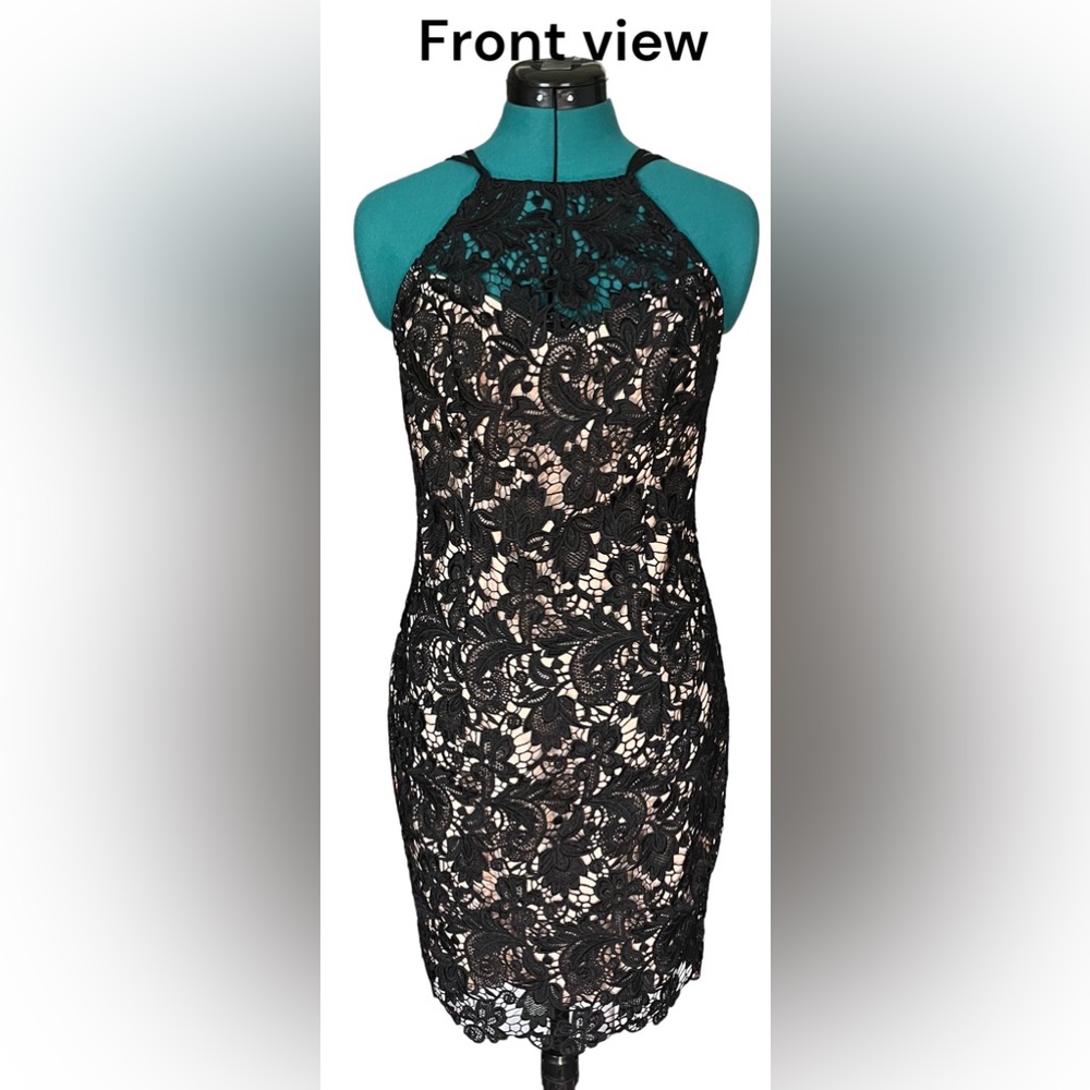 Guess Black Lace Halter Cocktail Dress
